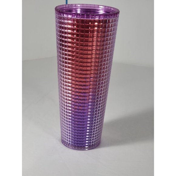 Starbucks Pink Purple Iridescent Grid Venti 24 oz. Cold Tumbler No straw/lid NWT - Picture 7 of 9